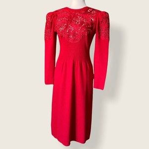 Pat Sandler Fire Engine Red Santana Knit Dress